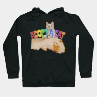 Adopt A Cat / Retro Funny Cat Lover Collage Design Hoodie